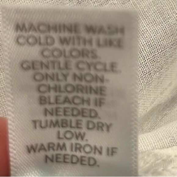 J.Jill cotton white with blue trim button down ocean breeze blouse size large - Picture 8 of 8